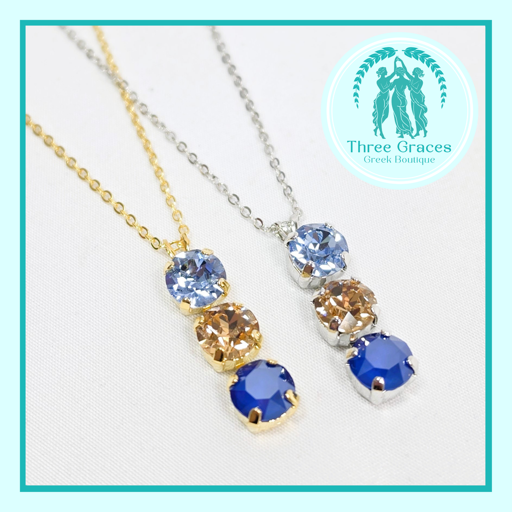 Crystal Trio Necklace - Kappa Kappa Gamma