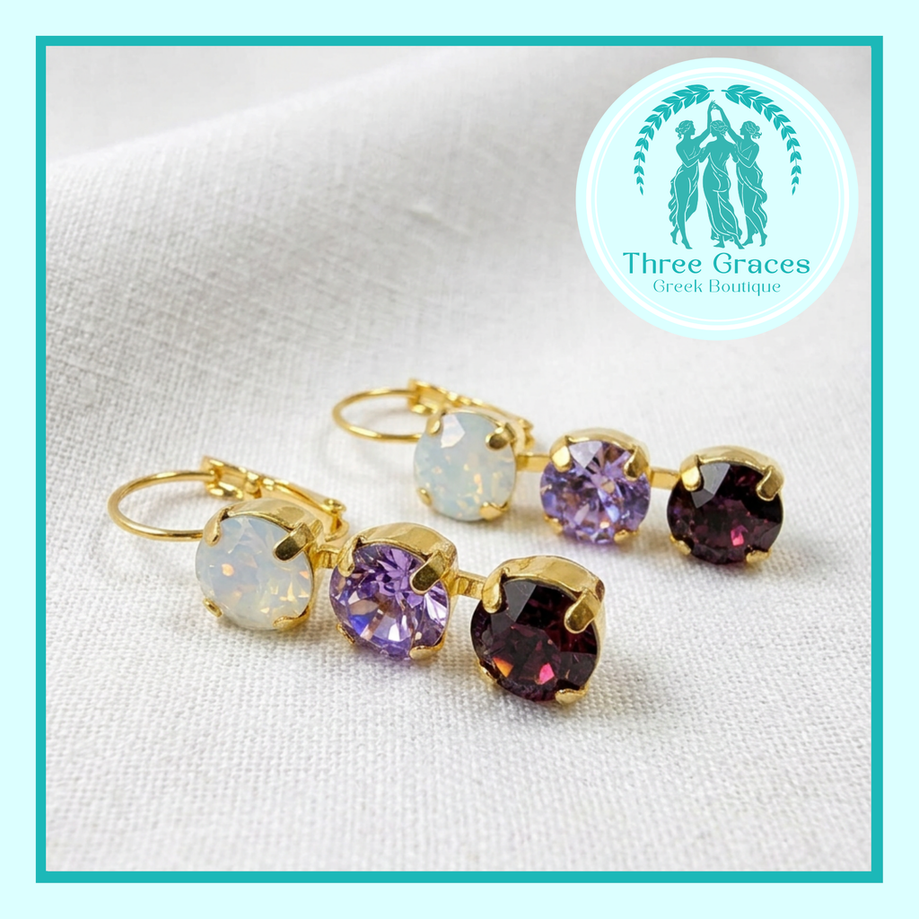 Crystal Trio Earrings - Sigma Kappa